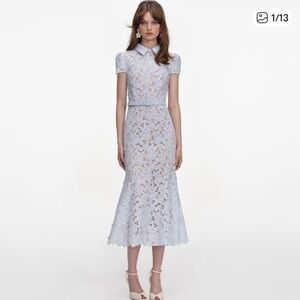 Self-Portrait Blue Guipure Lace
Midi Dress